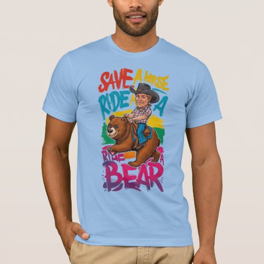 Gay Bär Pride retten Pferdereiten Bärenspass Spaß T-Shirt (Vorderseite)