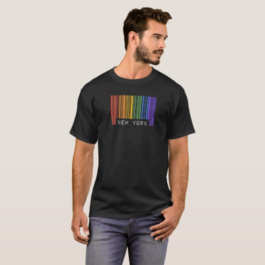 Gay Barcode New York Pride Ally Rainbow Lgbtq Prid T-Shirt (Vorne ganz)