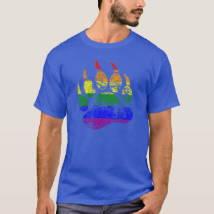 GAY BEAR Bear Paw Rainbow Flag T-Shirt