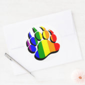 Gay Bear Calle Regenbogen mit schwarzem Schatten Runder Aufkleber (Umschlag)