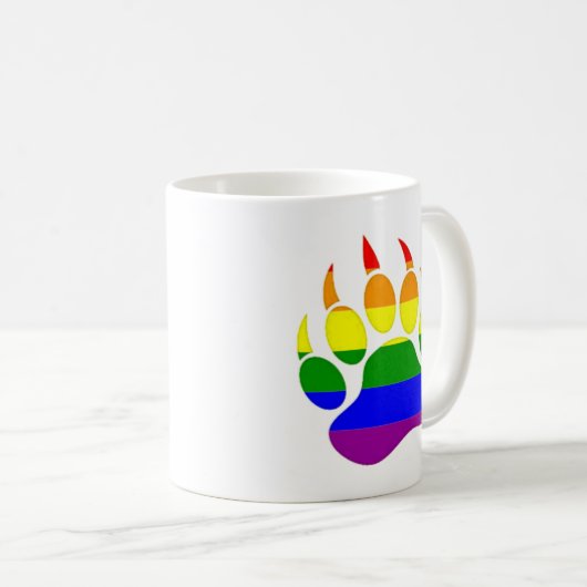 Gay Bear paw Rainbow Flag Kaffeetasse (VorderseiteRechts)