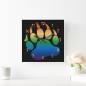 Gay Bear Pride Bear Paw Quadratische Wanduhr (Zuhause)