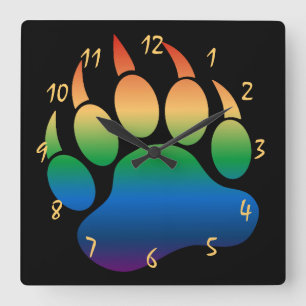 Gay Bear Pride Bear Paw Quadratische Wanduhr