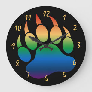 Gay Bear Pride Black Große Wanduhr