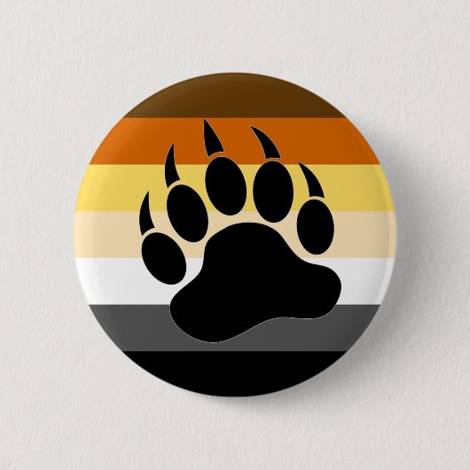 Gay Bear Pride Flag Bear Paw Button (Vorderseite)