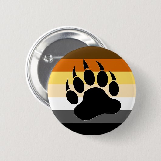 Gay Bear Pride Flag Bear Paw Button (Vorne & Hinten)