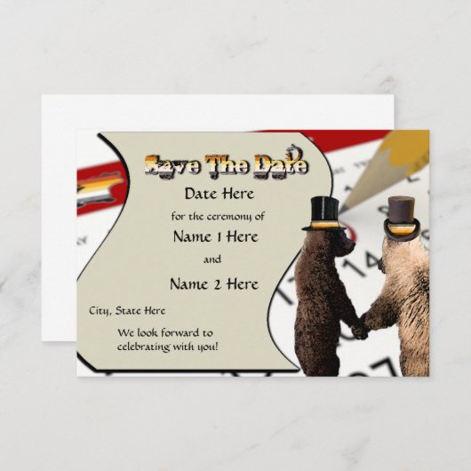 Gay Bear Wedding oder Zeremonie Rett-the-Date Card Einladung (Vorne/Hinten)