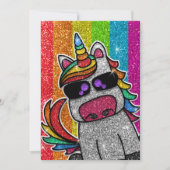 Gay Birthday Party Rainbow Glitzer Unicorn LGBT+ Einladung (Vorderseite)