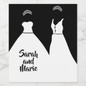 Gay Black and White Lesbian Hochzeit Weinetikett (Einzelnes Label)