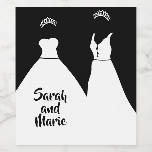 Gay Black and White Lesbian Hochzeit Weinetikett (Einzelnes Label)