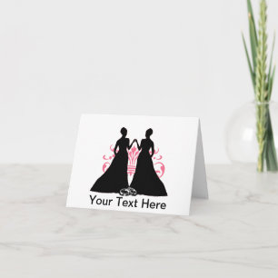 Gay Bride Pink Lesbian Wedding Flourish Art Karte