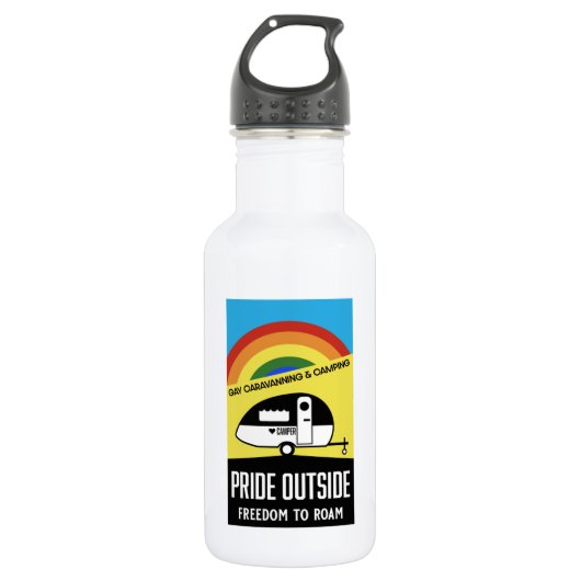 Gay Caravan Camping Edelstahlflasche (Vorderseite)