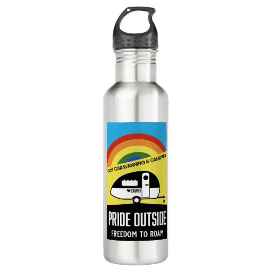 Gay Caravan Camping Edelstahlflasche (Vorderseite)