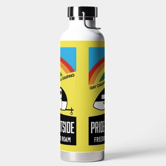 Gay Caravan Camping T - Shirt Trinkflasche (links)