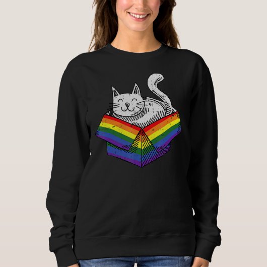 Gay Cat Pride Rainbow Niedlich Kitten Kitty Proud  Sweatshirt (Vorderseite)