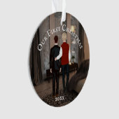 Gay Caucasia Paar gemütliche Lounge Schnee| FOTO Ornament (Vorderseite)