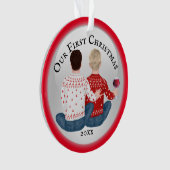 Gay caucasian Mr. und Mr. Paar FOTO Ornament (Vorderseite)