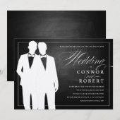 Gay Chalkboard Hochzeit von zwei großen Silhouette Einladung (Vorne/Hinten)