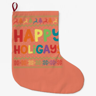 Gay Christmas Funny LGBT Happy Holigays Rainbow Großer Weihnachtsstrumpf