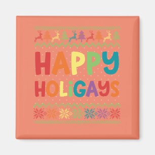 Gay Christmas Funny LGBT Happy Holigays Rainbow Magnet