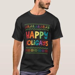Gay Christmas Funny Lgbt Happy Holigays Rainbow Pa T-Shirt