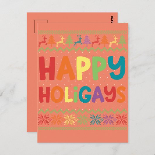 Gay Christmas Funny LGBT Happy Holigays Rainbow Postkarte (Vorne/Hinten)