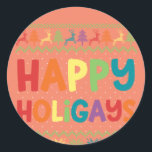 Gay Christmas Funny LGBT Happy Holigays Rainbow Runder Aufkleber<br><div class="desc">Gay Christmas Funny LGBT Happy Holigays Rainbow Pajama</div>