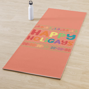 Gay Christmas Funny LGBT Happy Holigays Rainbow Yogamatte