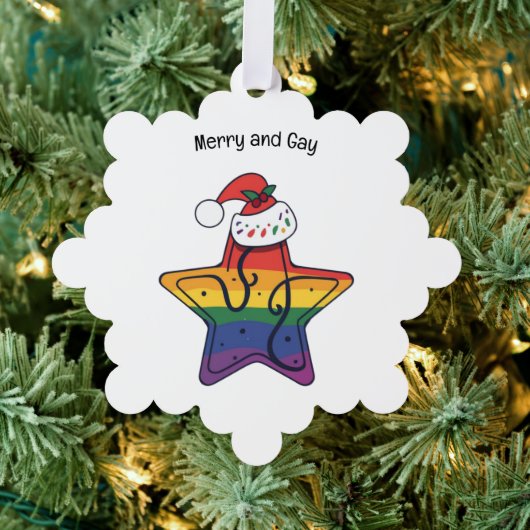 Gay Christmas Star mit LGBT Flag Ornament Karte (Insitu (Baum))