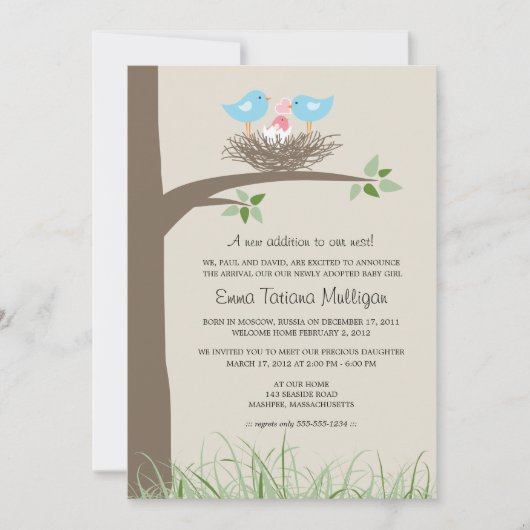 Gay Couple Adoption Ankündigung Baby Bird's Nest (Vorderseite)
