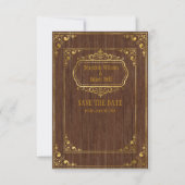 Gay Couple Brown Barnwood and Gold Frames Wedding Save The Date (Vorderseite)