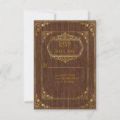 Gay Couple Brown Barnwood and Gold Wedding RSVP (Vorderseite)