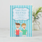 Gay Couple Dusche Einladung (Stehend Vorderseite)