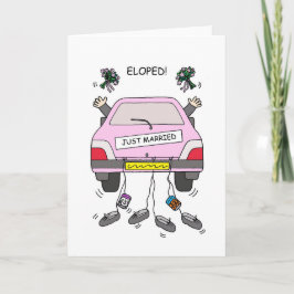 Gay Couple Elopement Car and Bouquets Karte