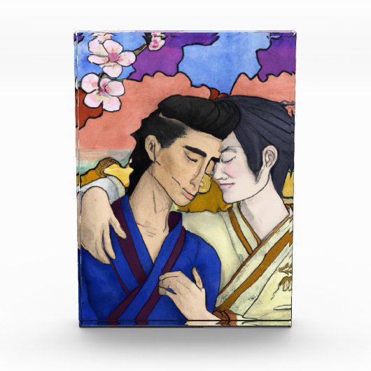 Gay Couple im Stil der japanischen Kunst Ukiyo-e Fotoblock (Vorderseite)