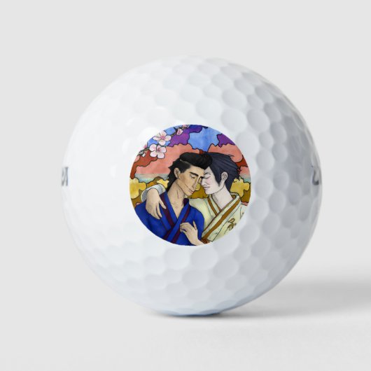 Gay Couple im Stil der japanischen Kunst Ukiyo-e Golfball (Vorderseite)