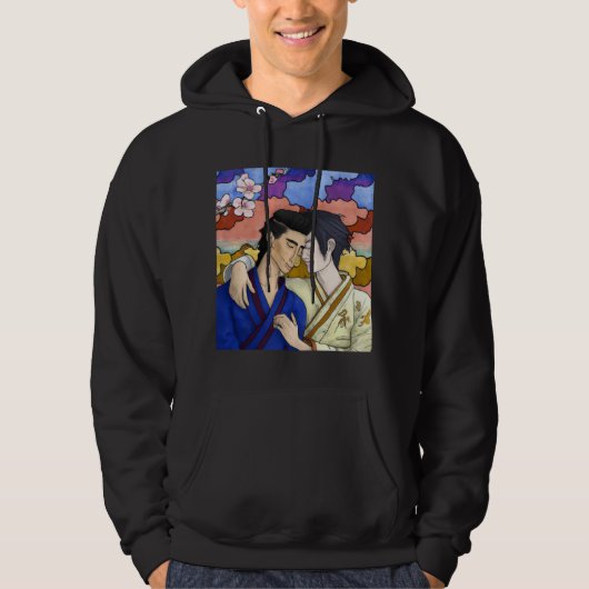 Gay Couple im Stil der japanischen Kunst Ukiyo-e Hoodie (Vorderseite)