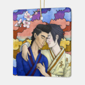 Gay Couple im Stil der japanischen Kunst Ukiyo-e Keramikornament (Links)