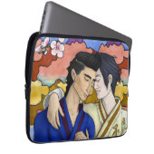 Gay Couple im Stil der japanischen Kunst Ukiyo-e Laptopschutzhülle (Vorne Rechts)