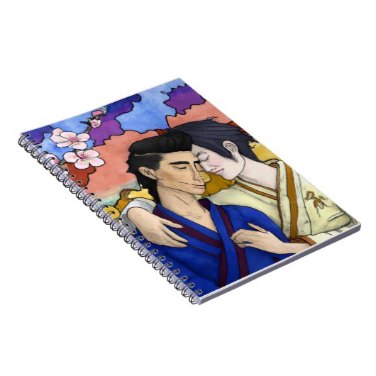 Gay Couple im Stil der japanischen Kunst Ukiyo-e Notizblock (Rechte Seite)