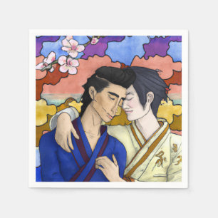Gay Couple im Stil der japanischen Kunst Ukiyo-e Serviette