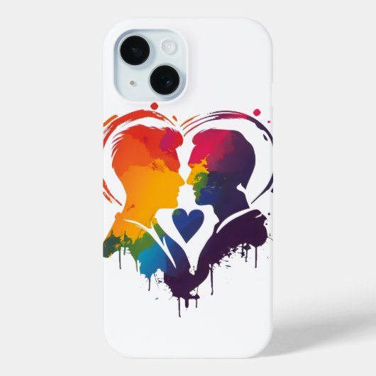Gay Couple Rainbow Heart Case-Mate iPhone Hülle (Rückseite)