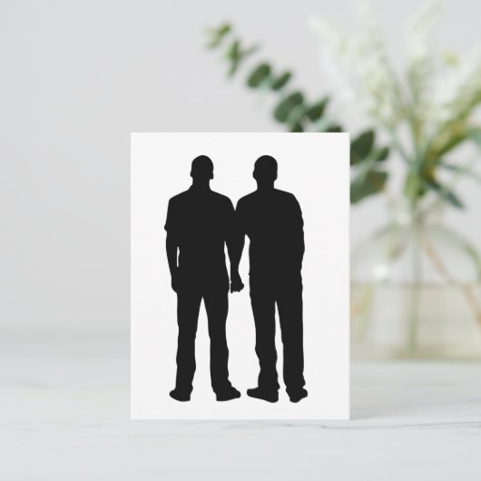 Gay Couple Silhouette Postkarte (Stehend Vorderseite)