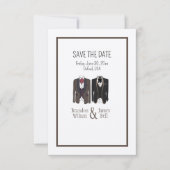 Gay Couple Tuxedos Wedding Save the Date (Vorderseite)