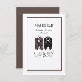 Gay Couple Tuxedos Wedding Save the Date (Vorne/Hinten)