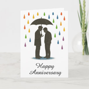 Gay Couple unter dem Schirm Rainy Pride Anniversar Karte