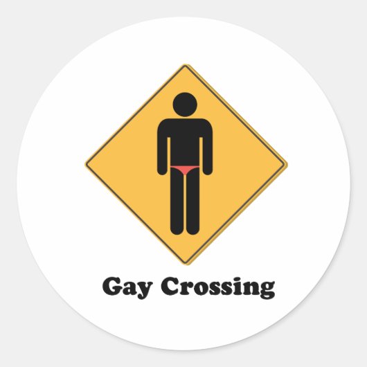 Gay Crossing Runder Aufkleber (Vorderseite)