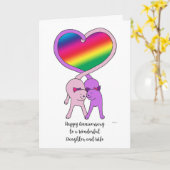 Gay Daughter & Ehefrau Jubiläum Rainbow Cats Karte (Gelbe Blume)