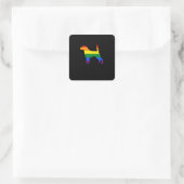 Gay Dog Beagle Rainbow Gay Pride Flag Quadratischer Aufkleber (Tasche)