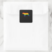 Gay Dogs Bulldog Rainbow Gay Pride Flag Quadratischer Aufkleber (Tasche)
